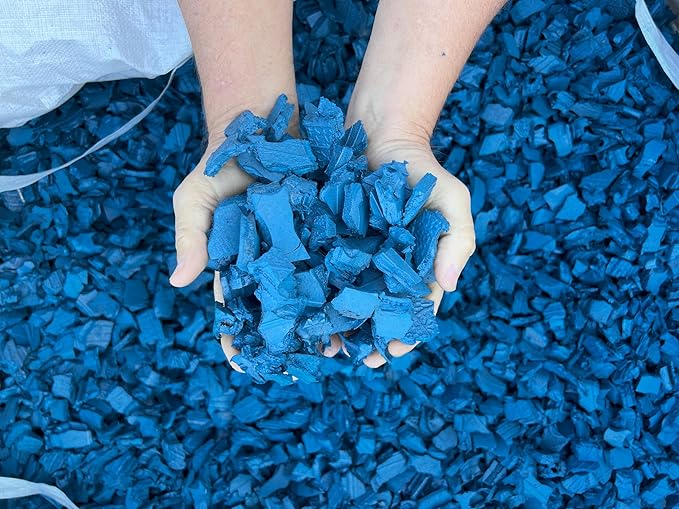 – 100% Wire-Free Premium Grade Nugget Rubber Mulch for Playgrounds & Landscaping | Safe for Kids & Pets, No Replacement Needed, Ultra Durable | Blue, 20 lb (0.8 cu ft)