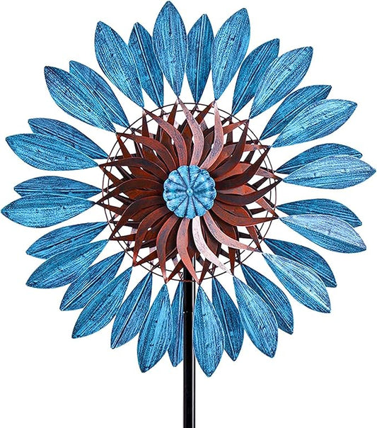 Garden Wind Spinners 360°, Outdoor Metal Windmill Yard Spinners Large 84 in Height 22 in Dia Dual Direction Dual Rotors Wind with Kinetic, Wind Spinner Outdoor Clearance for Yard and Garden Art Decor