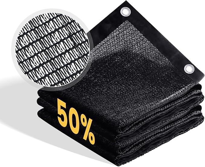 VICLLAX 50% Shade Cloth, 3x7FT Durable Black Mesh Trap with Every 3 FT Grommet, Sun Shade Fabric Netting for for Plants Cover, Greenhouse, Chicken Coop, Barn Kennel, Garden Patio