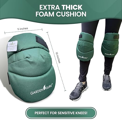 Garden Guru Cushioned Gardening Knee Pads with Adjustable Straps - Soft Inner Liner, Ultra Comfort Padding, Garden Kneelers for Yard Work, Cleaning, Household Chores, Roofing, and More (4 Pack)