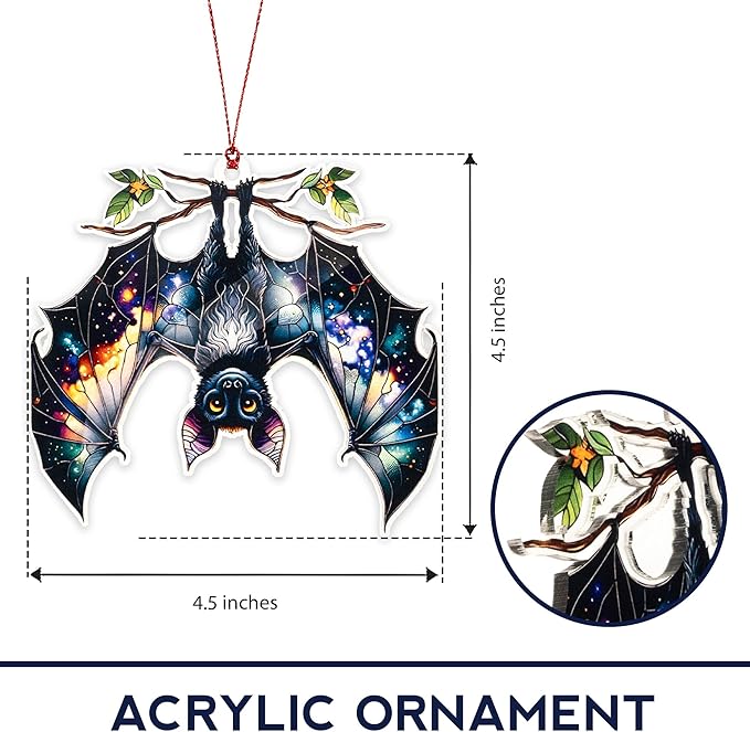 Halloween Bat Ornament – Pumpkin Halloween Decor | Spooky Halloweens Decoration-Halloweens Window Hanging 2025 – Christmas Ornament 2025 ONM-457-RST-Bat1