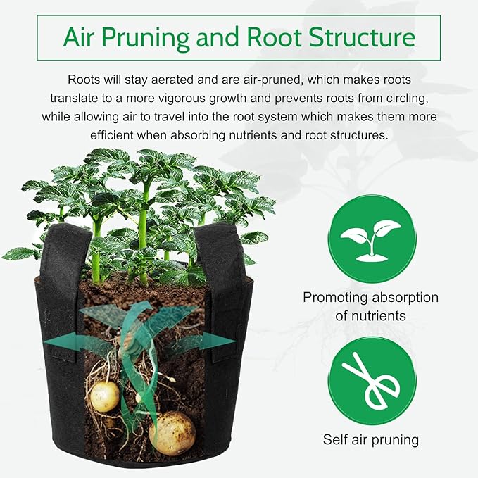 JERIA 24-Pack 5 Gallon Nonwoven Grow Bags, Plant Grow Bags，Heavy Duty Aeration Fabric Pots with Durable Handles, Come with 24 Pcs Plant Labels