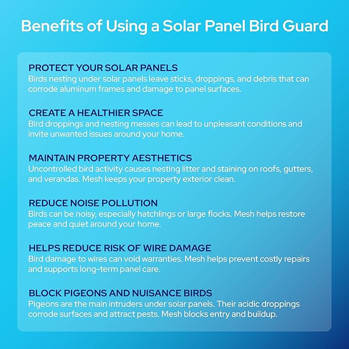 KastLite Solar Panel Bird Guard Mesh Kit - 6in x 100ft PVC Coated Galvanized Wire Screen with 100 Stainless Clips, Pliers & Gloves - No Drill Critter & Rodent Barrier Fence for Under Panels, Black