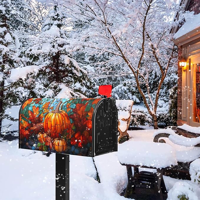 Vintage Pumpkin Mailbox Cover Fall Mail Box Covers Magnetic Standard Size 21x18 inch Autumn Pumpkins Post Letter Box Cover for Outside Garden Yard Halloween Thanksgiving