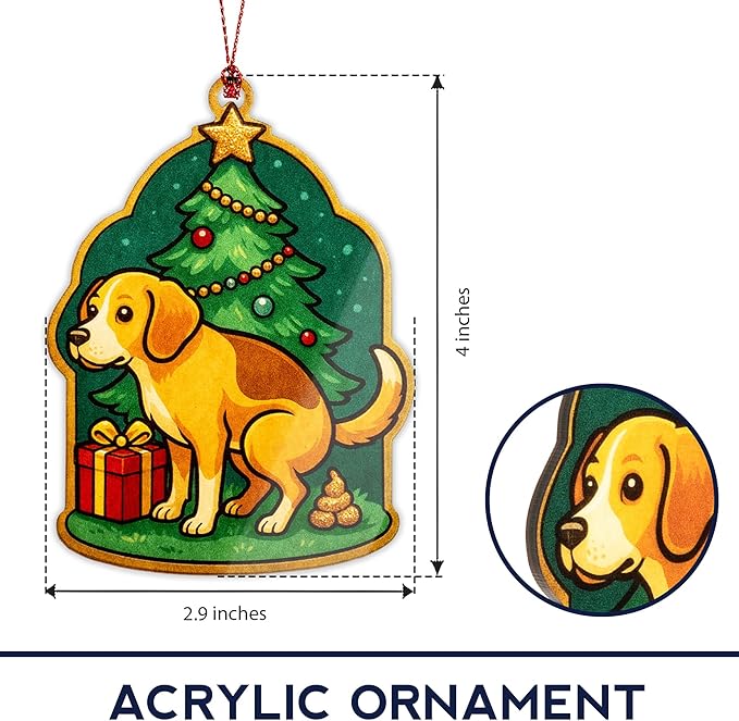 Funny Christmas Ornaments, Funny Gag Gifts, White Elephant Ornament, Raunchy, Hilarious, Unique Ornaments, Suncatcher Effect Window Hanging, Beaglegag Car Hanging