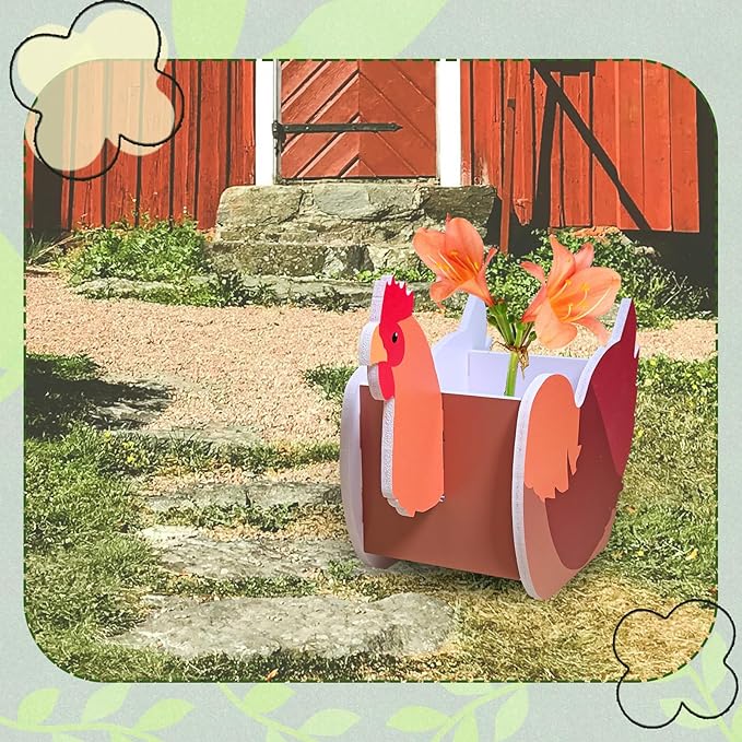 Hen Planter, Cute Animal Shape Flower Planters, Plant Pots for Indoor/Outdoor Garden Decor, Unique Gifts/Souvenirs for Pet Lovers (Hen 2D)