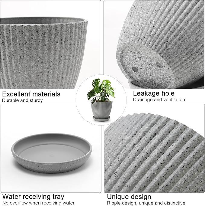 7.5/6.7/5.9/5.1/4.3/3.5 Inch Plant pots Flower Pots Indoor Outdoor,Indoor/Outdoor Flower Pots for Succulents, Herbs, Cactus - Modern Lightweight Durable Planter Set