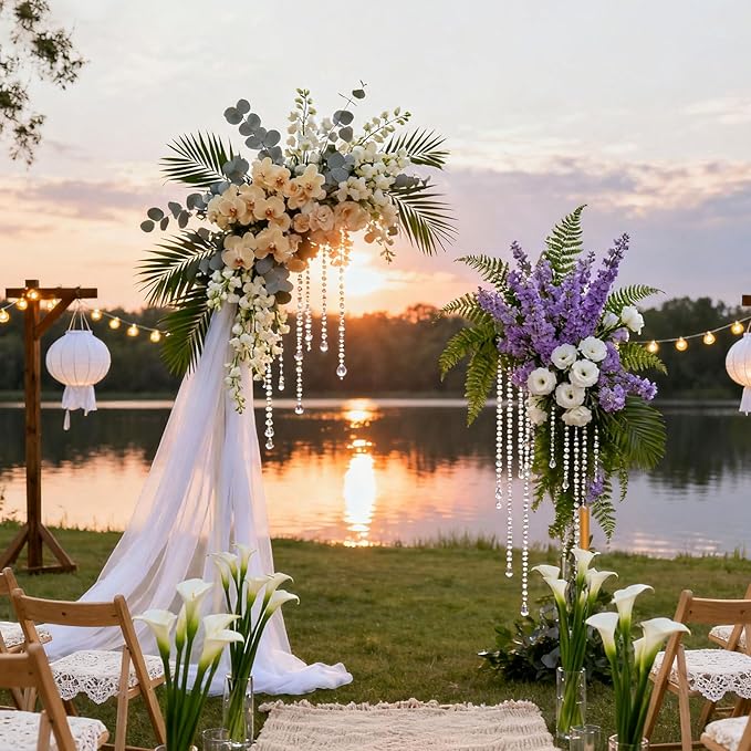 Chamvis Balloon Arch Stand, Ajustable Balloon Arch Kit Wedding Arch Frame Flower Arch Stand Half Curve Arch Backdrop Balloon Stand
