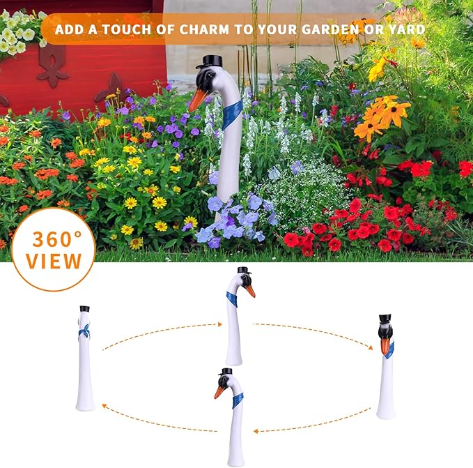 Garden Goose Stake, Porch Goose Decor 16'' Resin Goose Head Statue, Home House Ornaments Outdoor Lawn Yard Decor Gifts for Women Mom, 1 Piece