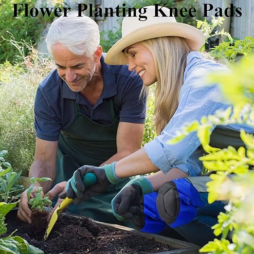 Gardening Knee Pads for Women & Men with Adjustable Non-Slip Straps — Perfect Foam Knee Pad for work, Garden, Yard, Mechanic, Womens Knee Pads for Cleaning Floors or Soft Kneeling Pads, Blue L (1 Pair)