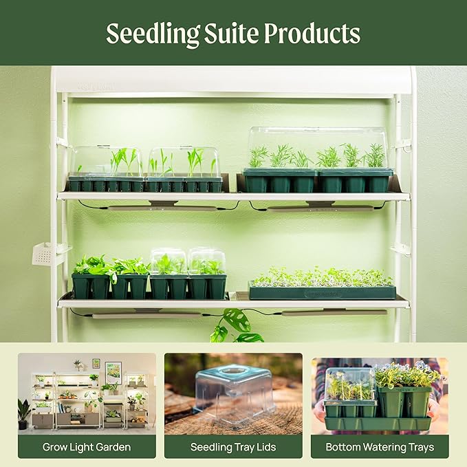 Vego garden Standard Seedling Trays Without Lids, 16 Pack for Seedlings Reusable Propagator Growing Starter Tray, Germination Trays Kit for Greenhouse/Garden (8-Cell per Tray)