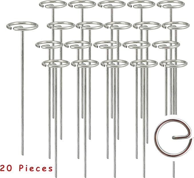Palmhomee Garden Staples Anti-Rust Galvanized Garden Stakes Circle Top Landscape Pins Ground Cover Fabric Stakes Securing Lawn Fabric Weed Barrier (6 inches - 20 Pieces)