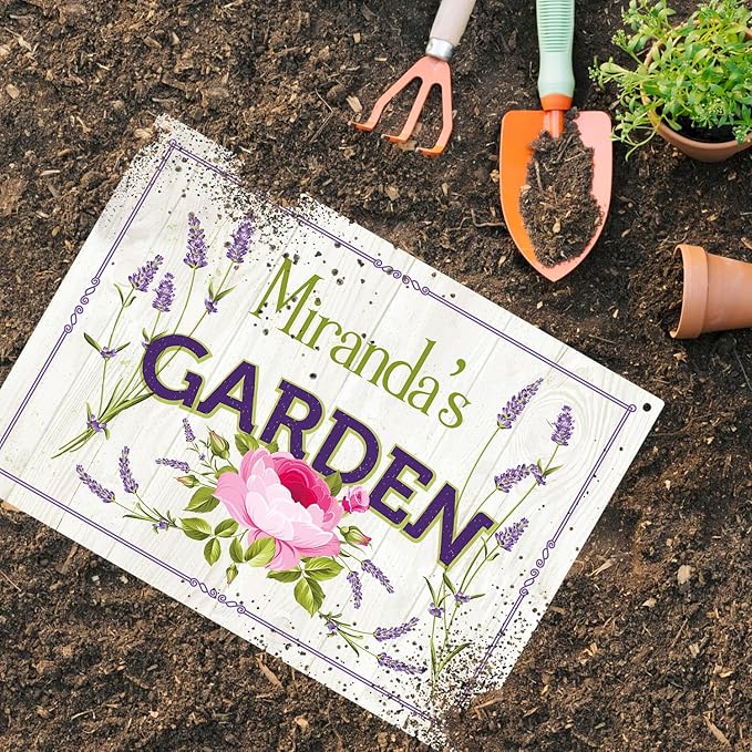 Custom Garden Sign, Christmas Present, Personalized Name/Text for Backyard Décor Sign, 12x18 Inches, Rust Free .063 Aluminum, Fade Resistant, Made in USA by Sigo Signs