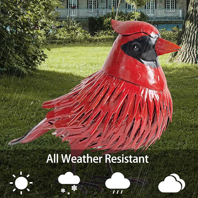 Natelf Cardinal Statue Metal Bird Yard Art, Garden Sculptures & Statues Large Red Birds Outdoor Decor, Gifts for Christmas/Mom/Grandma/Wife/Daughter/Sister/Aunt