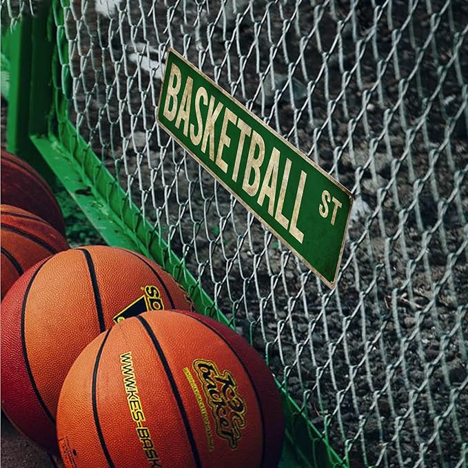 Basketball Gifts for Boys 8-12 Accessories Basketball Room Decor Vintage Street Signs Bedroom Wall Art Gear for Teen Boys 12-14