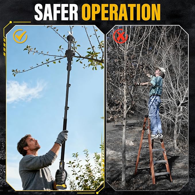 Electric Pruning Shears 2-IN-1, Compatible with Dewalt 20V Max Battery (Tool Only), 14FT Reach, 1.2" Cutting Diameter, Brushless Motor Tree Pruner for Gardening & Tree Trimming