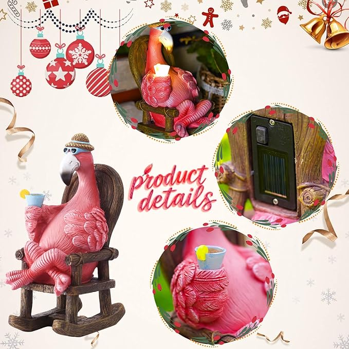 Flamingo Statue for Outdoor Garden Statue - Resin Flamingo Fairy Garden Decor - Suitable for Home Desk Garden Lawn Patio Porch Decor, Unique Gifts for Mom Grandma (8.1 inch)