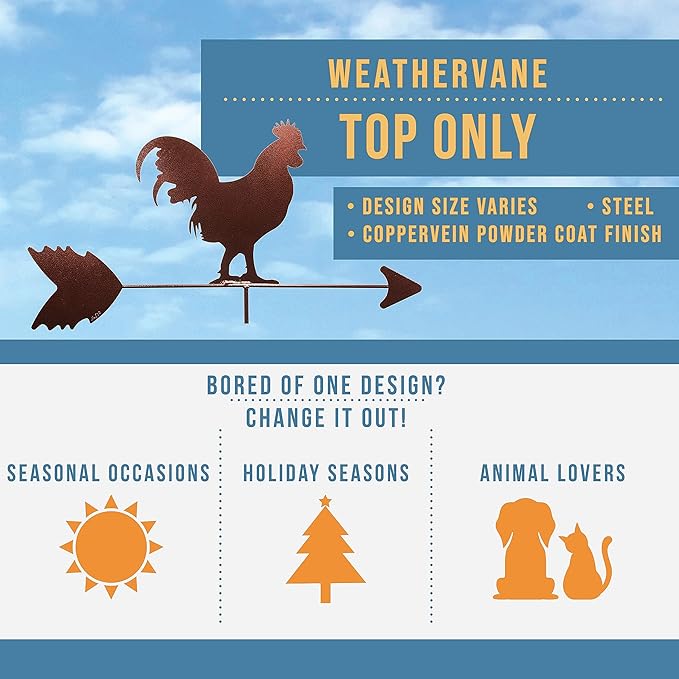 SWEN Products Rooster Chicken Weathervane Interchangeable Top Arrow Only