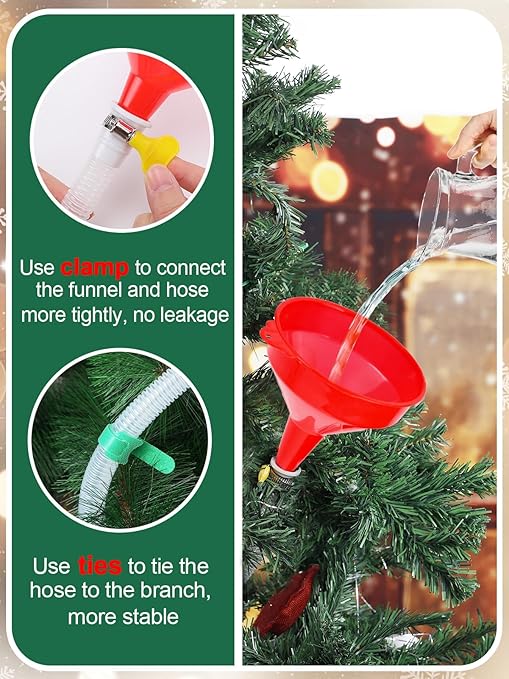 MADHOLLY Christmas Tree Watering Funnel - Fixed with Cable Ties Clamp, No Leakage, Stable Tree Watering Can System Device Spout Plant Watering Tool for Xmas Tree