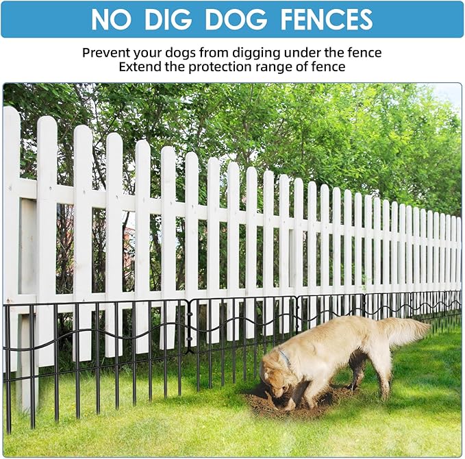 40ft(L) x 13in(H) Garden Animal Barrier Fence, 28panels No Dig Fences, Small Dog Fence Barrier, Animal Barrier Rabbit Fencing Rustproof Metal Decorative Border for Outdoor Garden