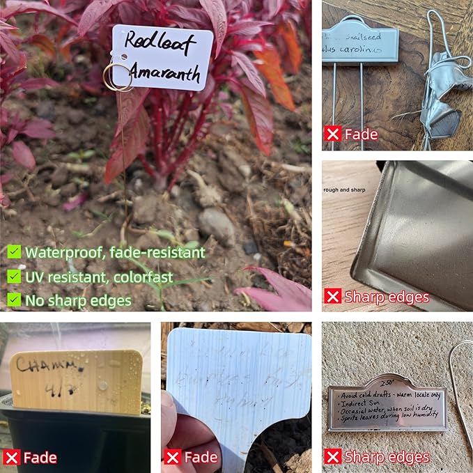 Plant Markers & Garden Labels Kit, All-in-One with 20 Golden 12 Inch Metal Stakes & 40 Waterproof Reusable Tags, Ties and Marker for Outdoor and Indoor Potted Plants