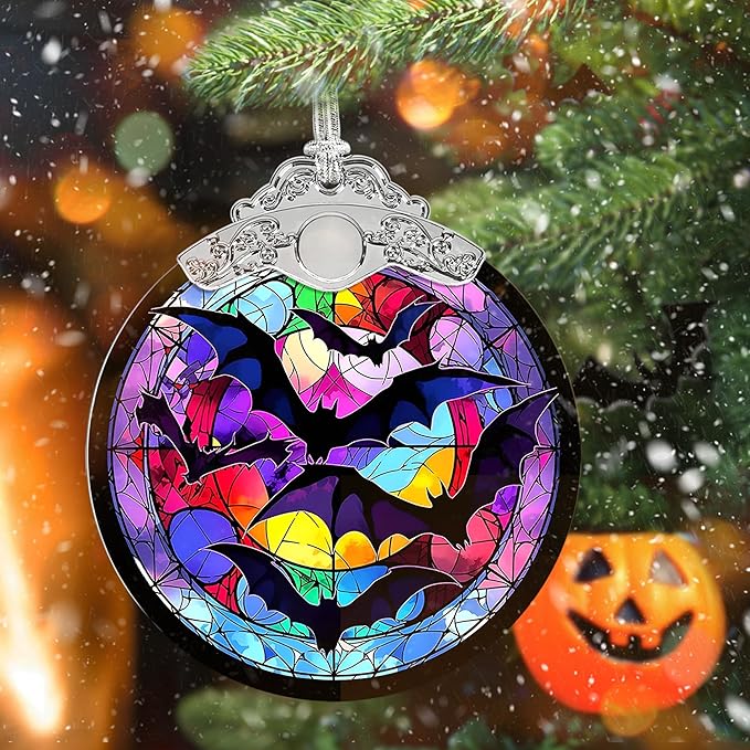 Bat Hanging Ornament Glass Ornament - Christmas & Halloween Decoration - Keepsake Gift