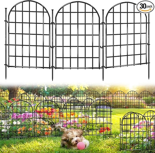 32.5 ft(L) x 22 in(H) Garden Fence, 30 Panels Arched No Dig Fence, Decorative Animal Barrier Fencing with Ground Stake, Rustproof Metal Garden Edging Border for Dog, Rabbit, Outdoor Yard Patio Decor