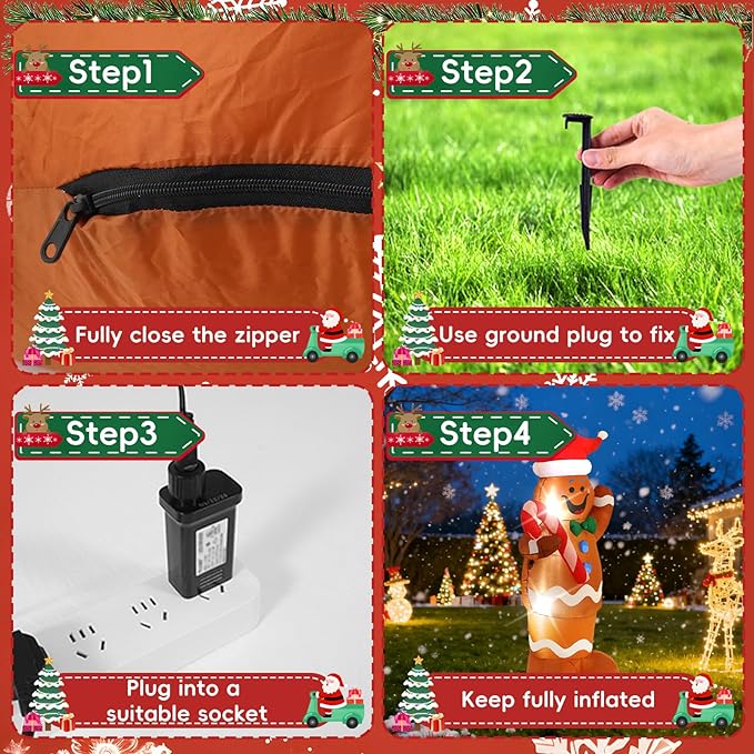5FT Pancake Man Inflatable Decoration with Built-in LED Lights, Christmas Outdoor Inflatable Decoration for Lawn, Yard, Garden, Patio