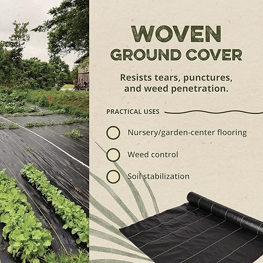 DeWitt Sunbelt Woven Ground Cover, 3.2 oz, Black, 3' x 300' - Durable Weed Barrier Fabric for Greenhouse, Garden, Outdoor Display & Landscaping