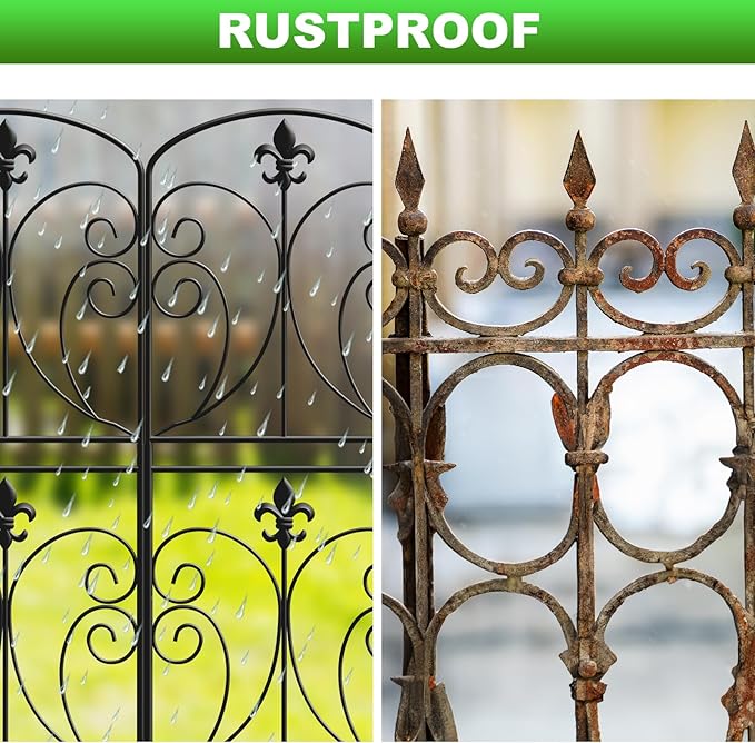 Decorative Garden Fence 15 Pack, 37.5in(H) x 16ft(L) Animal Barrier Fence, Rustproof Metal Fencing for Yard, Dog Rabbits Wire Section Garden Edging Border for Yard Patio Garden, Arched
