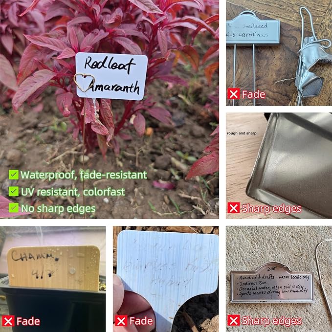 Garden Markers & Plant Labels Kit, All-in-One with 20 Golden 12 Inch Metal Stakes & 40 Waterproof Reusable Tags, Ties and Marker for Outdoor and Indoor Potted Plants