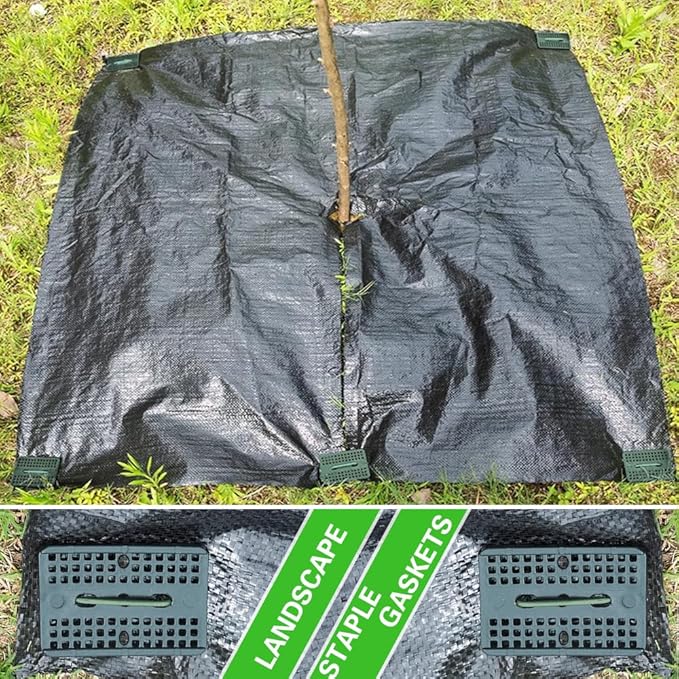 Bakulyor 100 Pcs Green Artificial Turf Stakes Anchor + 100 Pcs Buffer Washer, 6 Inch 11 Gauge Landscape Staples, Galvanized Lawn Spikes, Heavy Duty Yard Ground Pin for Grass Weed Barrier Sod Fabric