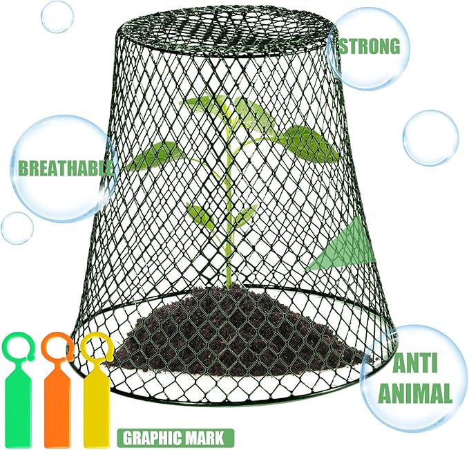 40 Pcs 9 inch Chicken Wire Plant Covers Bulk,Wire Garden Cloches Chicken Wire Cloche Plant Protector Metal Heavy Duty Garden Plant Cloche for Keeping Bunnies Chicken Squirrels Birds Other Out