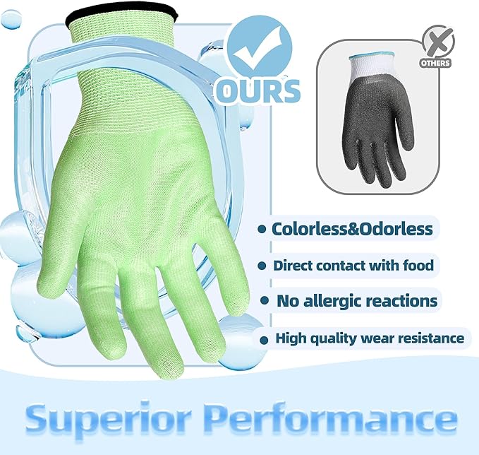 Schwer 12 Pairs Gardening Gloves, Water-based PU Coating, Ultimate Environmental Safety, Comfortable and Breathable Garden Gloves for Men and Women, Working Gloves for DIY, Outdoor Activities, XL