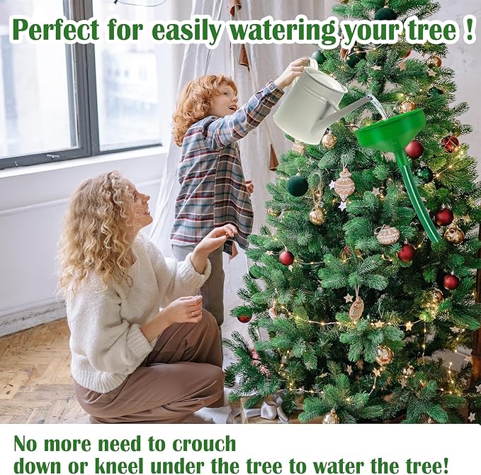 Christmas Tree Watering System, Large 5.5" Dia Christmas Tree Watering Funnel with 5feet Long Hose Xmas Tree Watering Device Easy Assembly Plant Watering Tool for Indoor Outdoor Xmas Tree(Green)