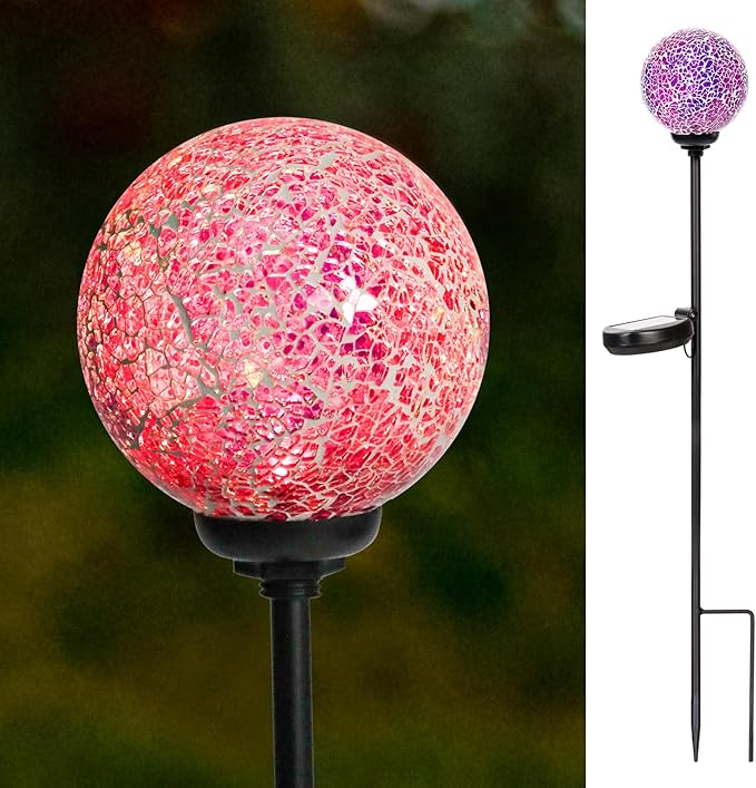 VCUTEKA Solar Garden Lights - Mosaic Solar Lights Outdoor Decor Pathway Light Waterpoof LED Stake Light for Landscape Lawn Patio Yard Decoration 1 Pack