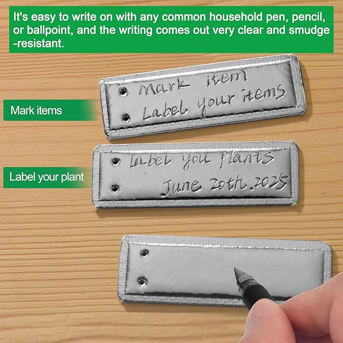 Metal Tags, Aluminum Plant Labels Outdoor Waterproof Plant Markers with 6 Inch Wires, 50 Pack Double-Sided Writable Garden Tags