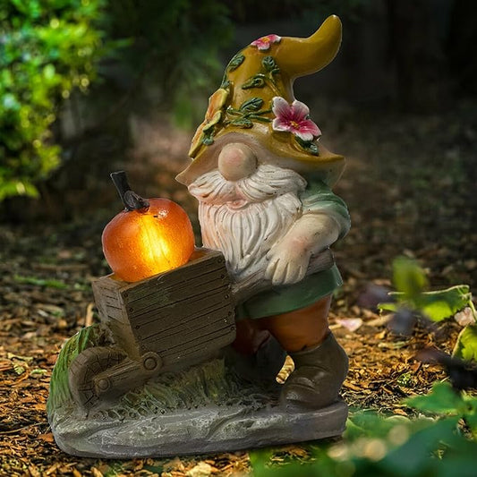 Garden Solar Gnomes Outdoor Statues with Apple Gnome Outdoor Decor for Patio, Balcony, Lawn, Yard Ornament - Garden Gifts for Mothers Day, Housewarming, Festival