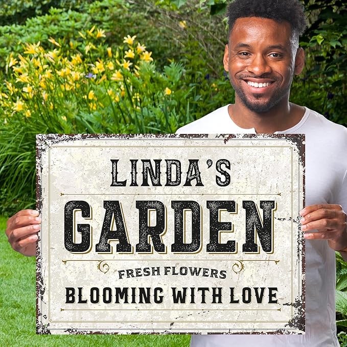 Custom Garden Sign, Christmas Season, Personalized Rustic Name for Backyard Décor Sign, 18x24 Inches, Rust Free .063 Aluminum, Fade Resistant, Made in USA by Sigo Signs