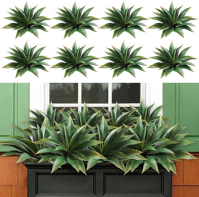 JUSTOYOU Large 12.5" Artificial Succulents Aloe Plants Real Touch Fake Flowers Unpotted for Home Wedding Festival Arrangement (1, Green)