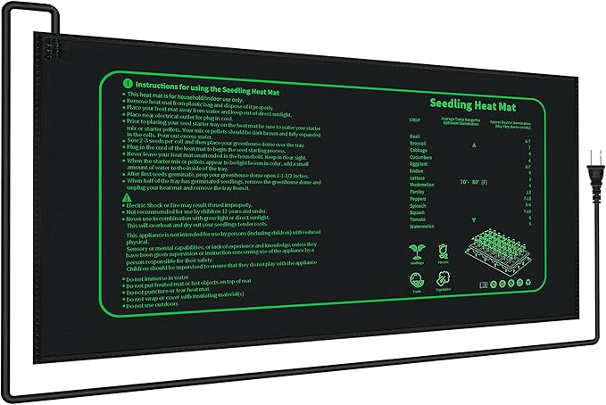 Seedling Heat Mat for Seed Starting,10" x 20.75" Waterproof Heating Pad for Indoor Plants Germination (Black 1 Pack)