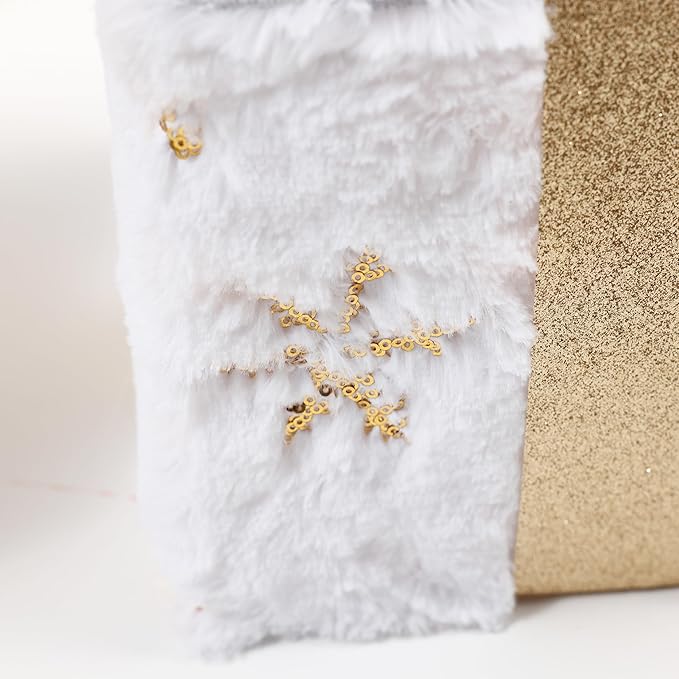 LuxenHome Set of 3 Lighted Gift Boxes, Battery Operated Plush Fabric with Gold Ribbon Bow Boxes for Xmas, Lawn, Porch, Under Tree Indoor, Outdoor Christmas Decorations