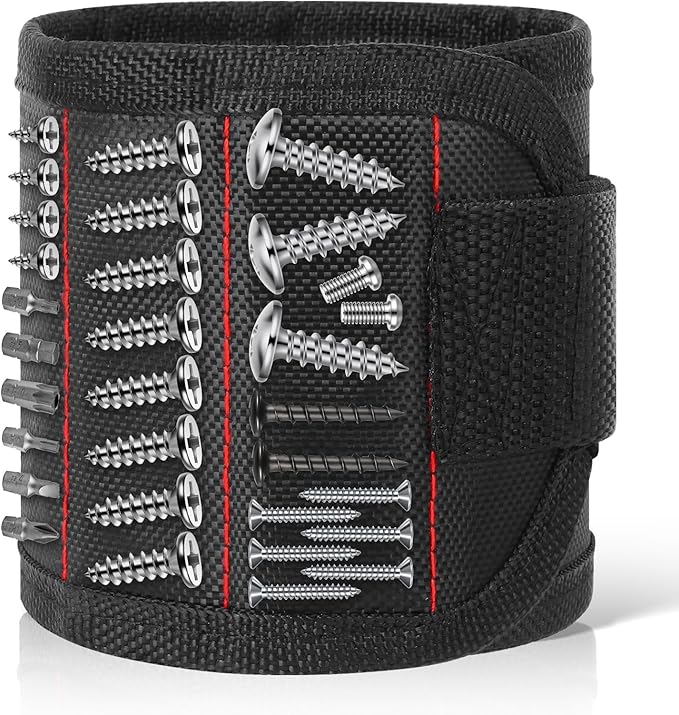 Magnetic Wristband,Powerful Magnets for Holding Screws Tool Belt for DIY Workshop,Adjustable Hands-Free Accessory Gift Set for Men