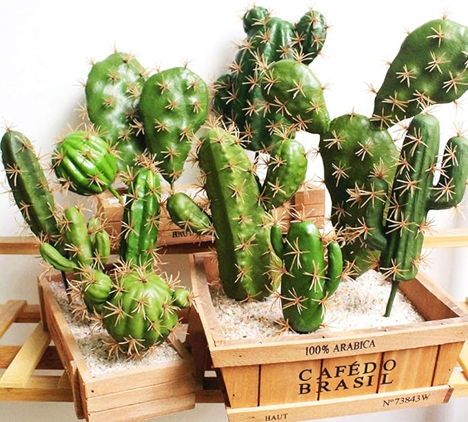 Cayway 10 PCS Faux Fake Succulents Artificial Cactus DecorFaux Cactus Cacti Plant Artificial Cactus Succulent Artificial Succulent Plants for Decoration Faux Cactus Plant Bulk