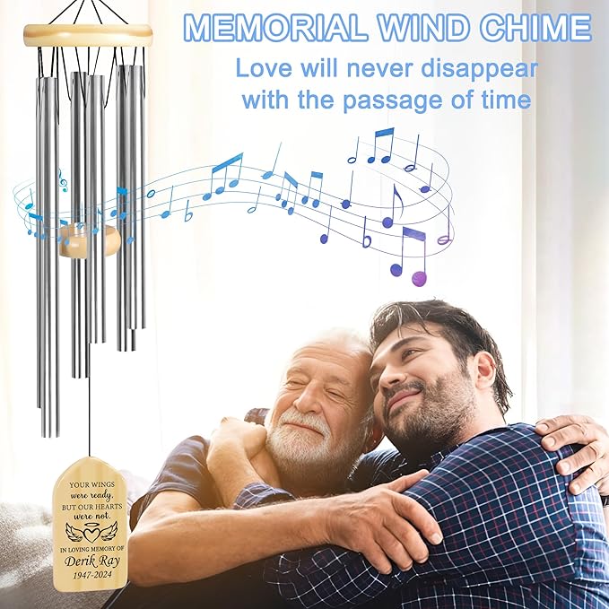 Memorial Wind Chimes - Sympathy Gift for Loss of Loved One, In Memory of a Loved One - Bereavement Gift Ideas - Your Wings were Ready