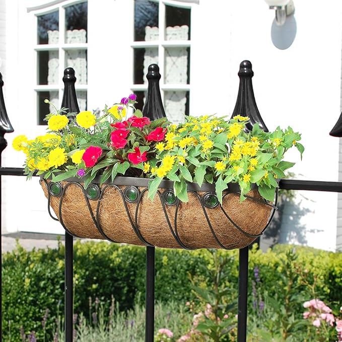 4 Packs 30 inch Trough Coco Coir Liner for Hanging Basket Planter Replaceable Natural Coconut Fiber Liners for Hanging Baskets Window Box Garden Fence Flower Pots Outdoor Indoor (4pcs 30 inch)