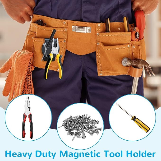 3 PCS Belt Magnetic Clips Heavy Duty Magnetic Tool Holder Black Magnet Belt Organizer for Screws Nails Screwdrivers Wrench Metal Accessories (Medium 2.16 * 2.8 IN)