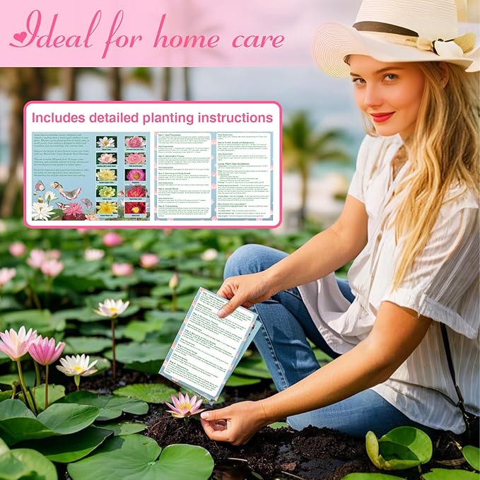 100pcs Lotus Seeds for Planting - 10 Unique Varieties, Mixed Colors Loto de cuenco semillas, Includes Detailed Planting Guide, Perfect for Ponds, Water Gardens & Gifts, High Germination