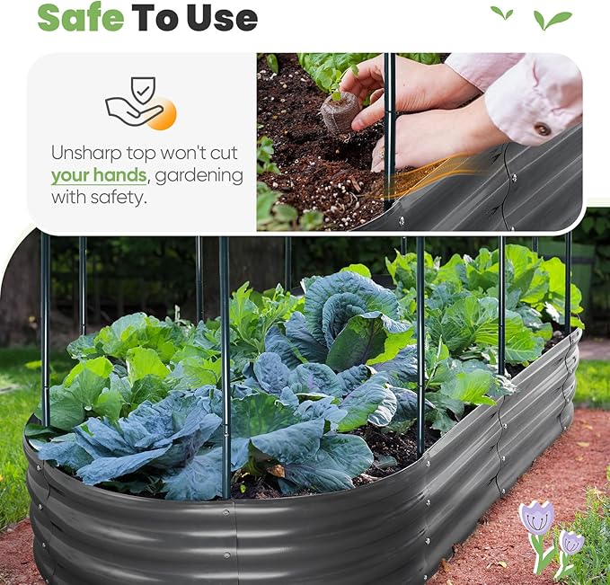 KING BIRD Raised Garden Bed with Cover Galvanized Oval Planter Garden Box Outdoor for Gardening, Vegetables, Flowers 6X3X1 FT, Clear