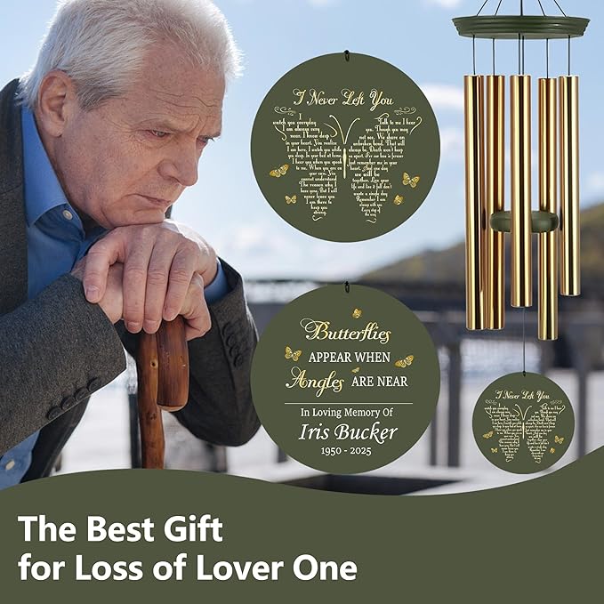 ASTARIN Memorial Wind Chimes Personalized, Bereavement Gift Ideas for Sympathy Loss of Lover Mother Father, 36 inch Deep Tone Wind Chimes Patio Decoration, in Memory of Loved One Gift(Produced in USA)